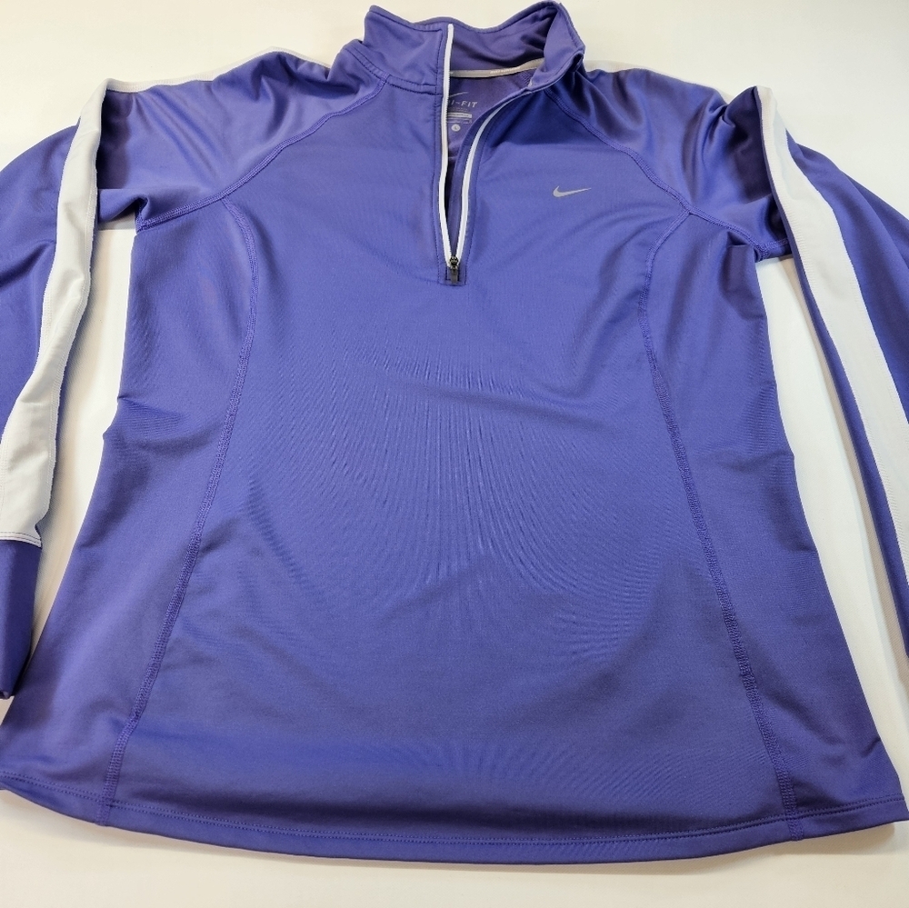 Nike Running 1/4 Zip Dri Fit Performance Purple Jacket Womens Size Large